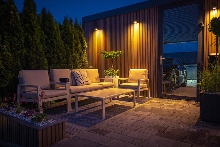 Outdoor patio lighting installed by OTC Landscaping in Barrie